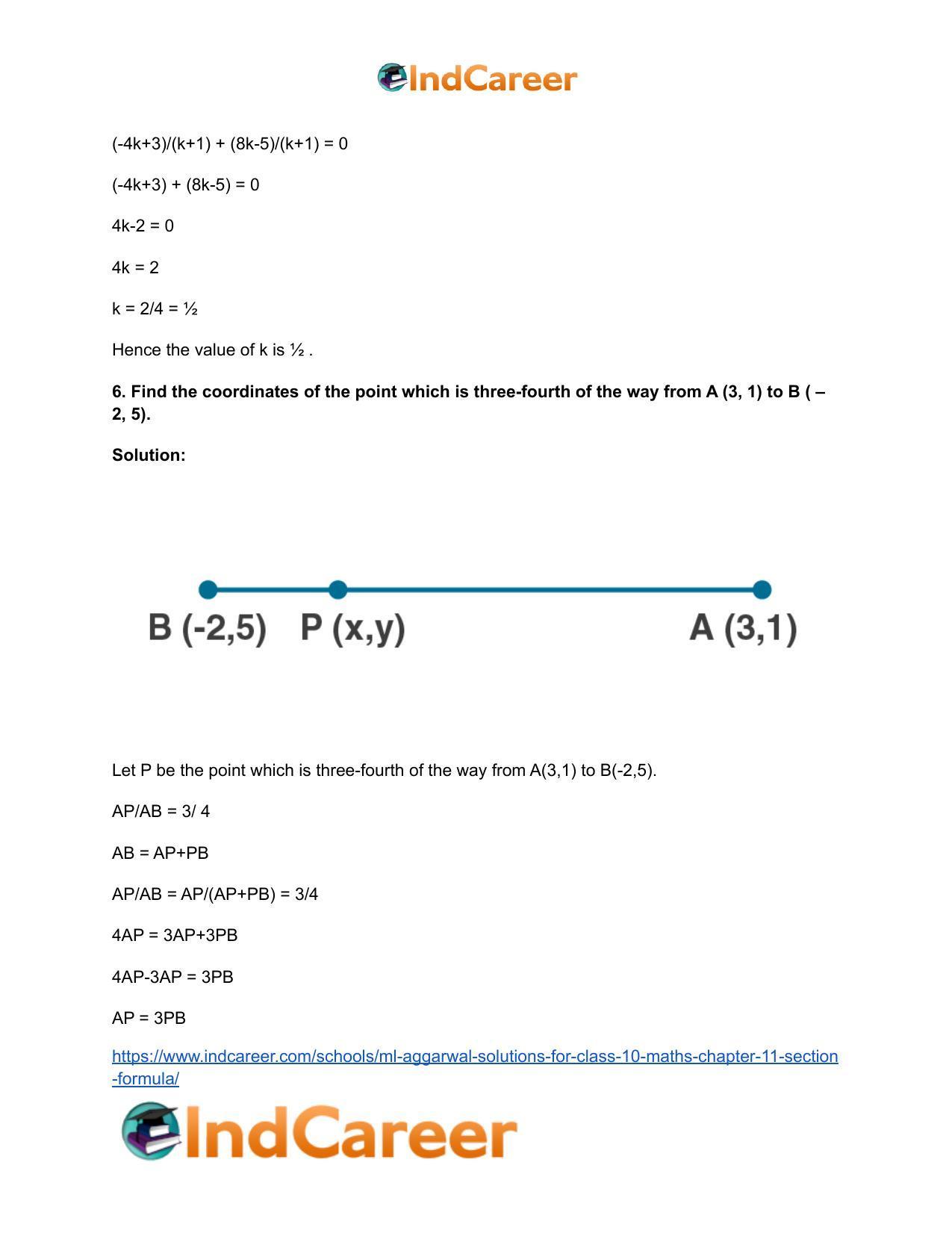 ML Aggarwal Solutions for Class 10 Maths Chapter 11- Section Formula - Page 10
