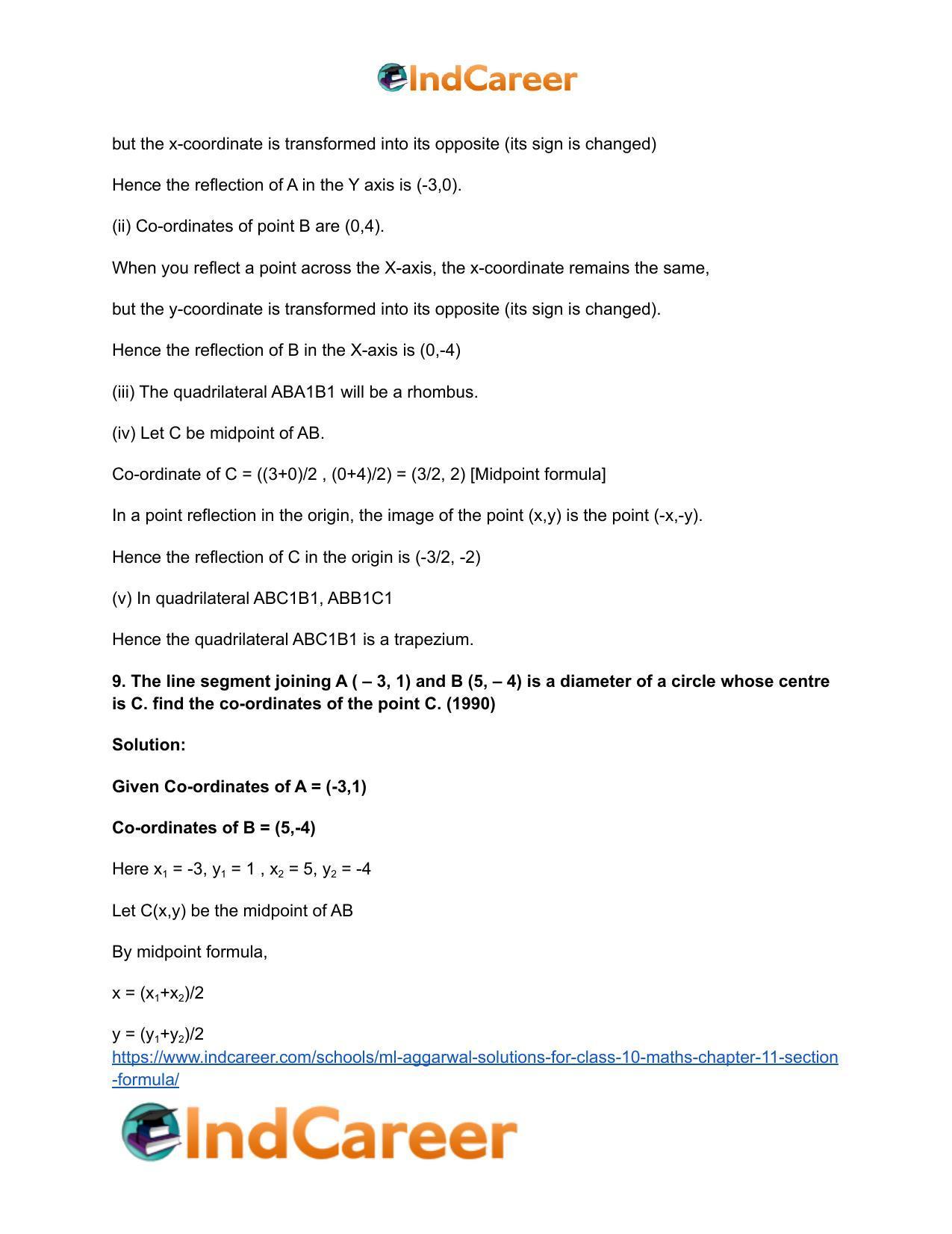 ML Aggarwal Solutions for Class 10 Maths Chapter 11- Section Formula - Page 15