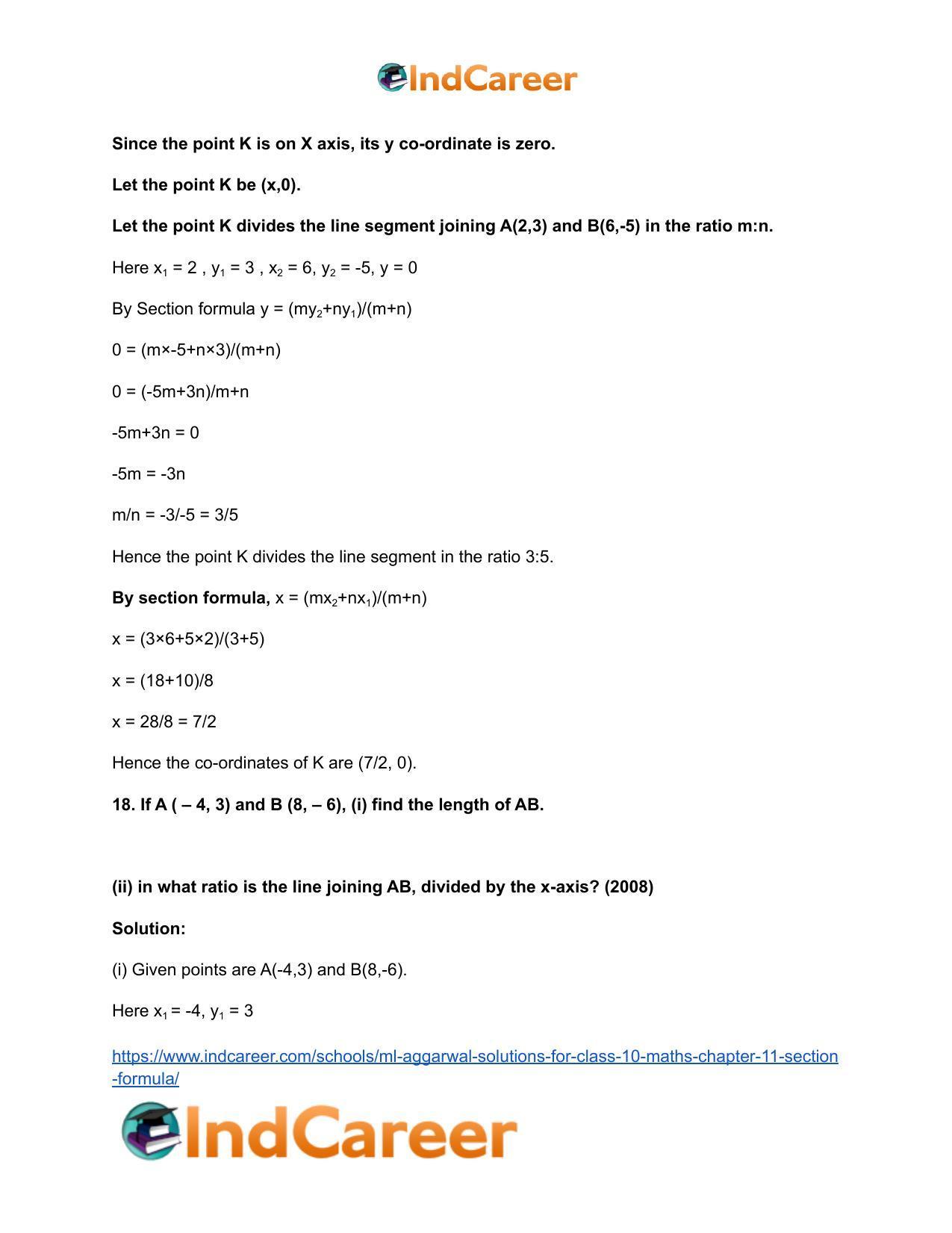 ML Aggarwal Solutions for Class 10 Maths Chapter 11- Section Formula - Page 24