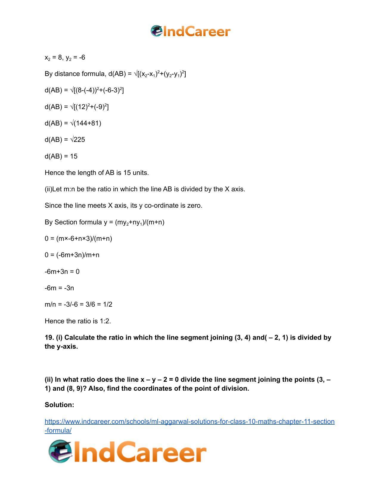 ML Aggarwal Solutions for Class 10 Maths Chapter 11- Section Formula - Page 25