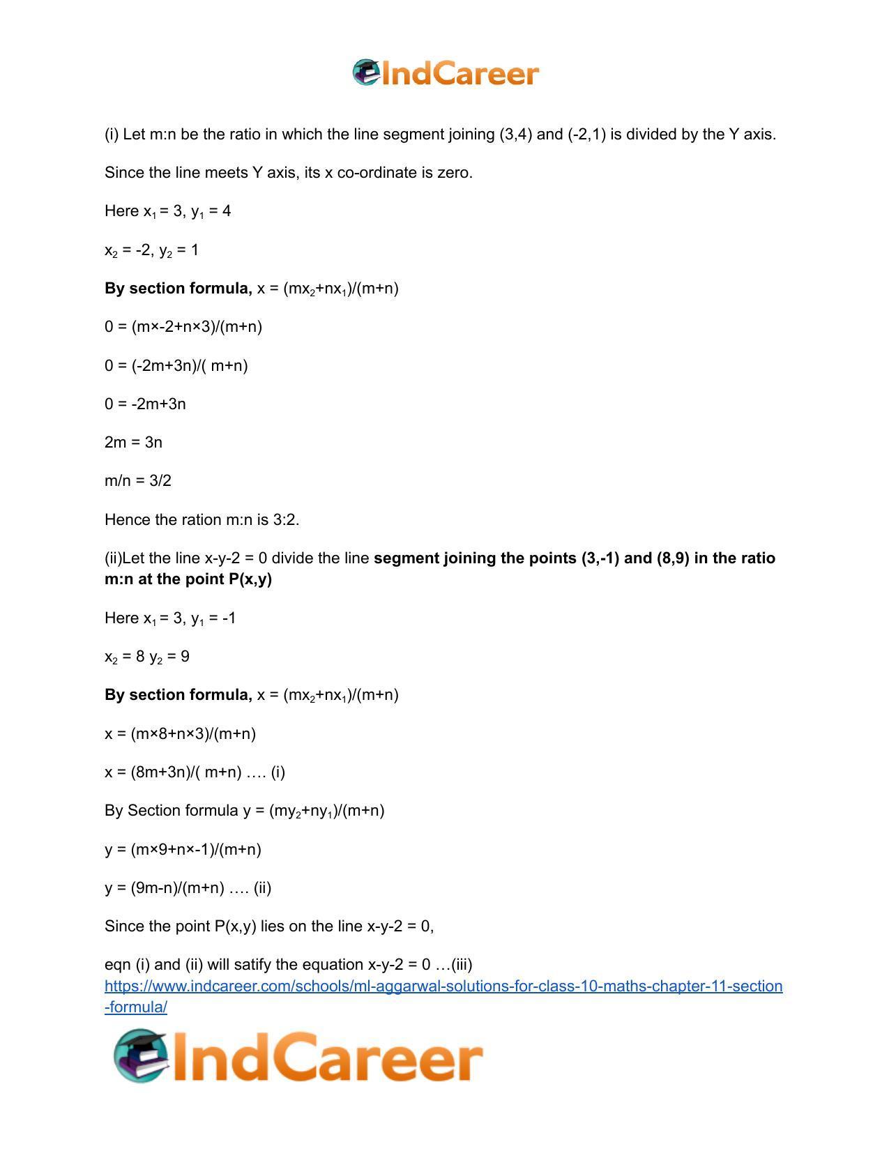 ML Aggarwal Solutions for Class 10 Maths Chapter 11- Section Formula - Page 26