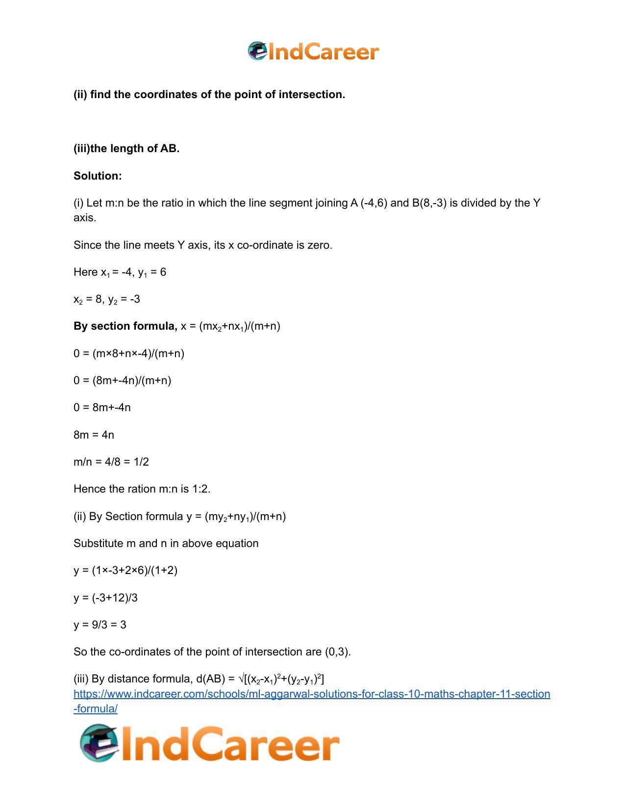 ML Aggarwal Solutions for Class 10 Maths Chapter 11- Section Formula - Page 28