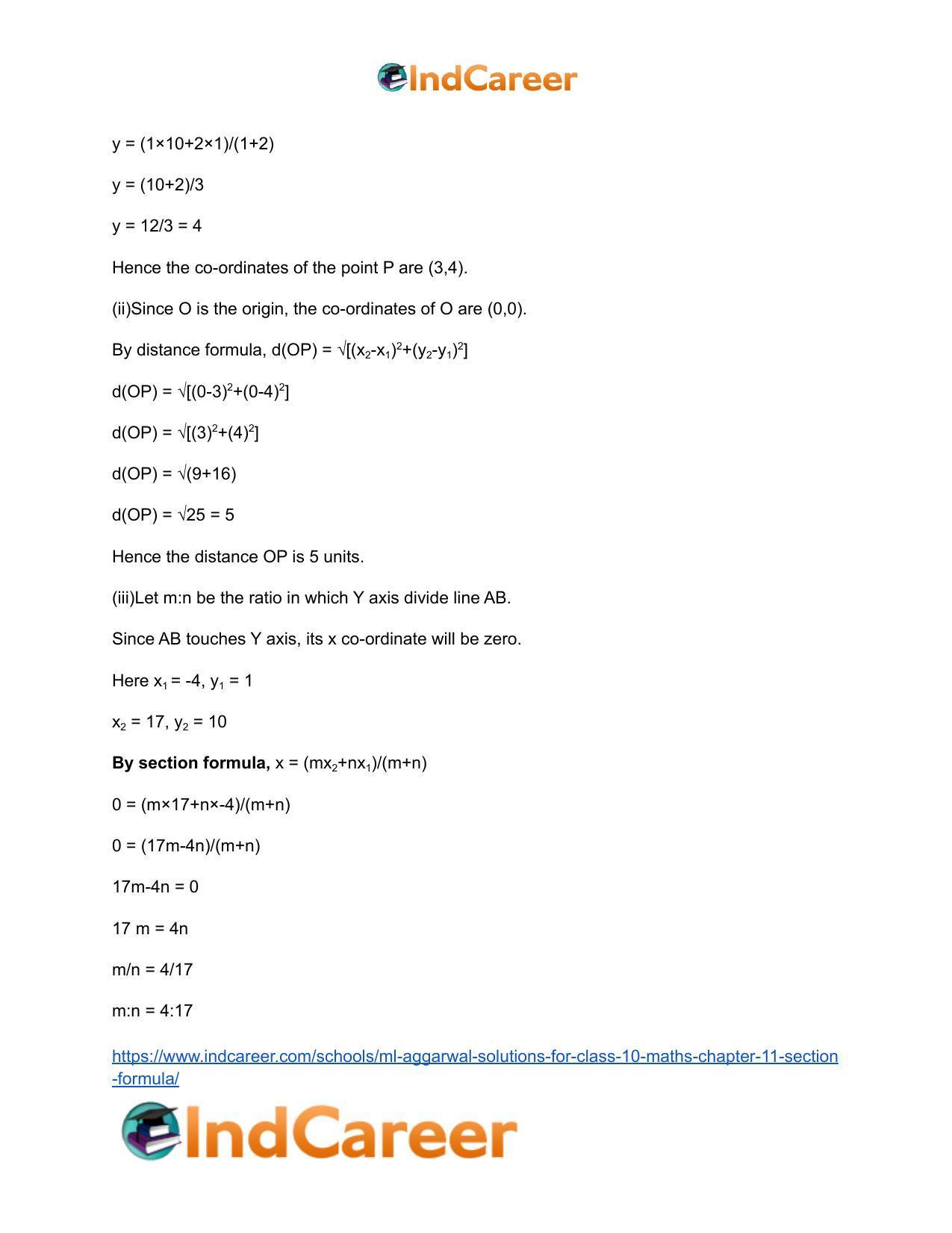 ML Aggarwal Solutions for Class 10 Maths Chapter 11- Section Formula - Page 30