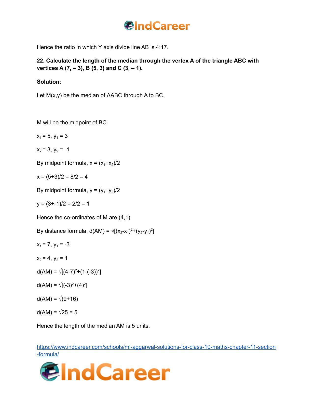 ML Aggarwal Solutions for Class 10 Maths Chapter 11- Section Formula - Page 31