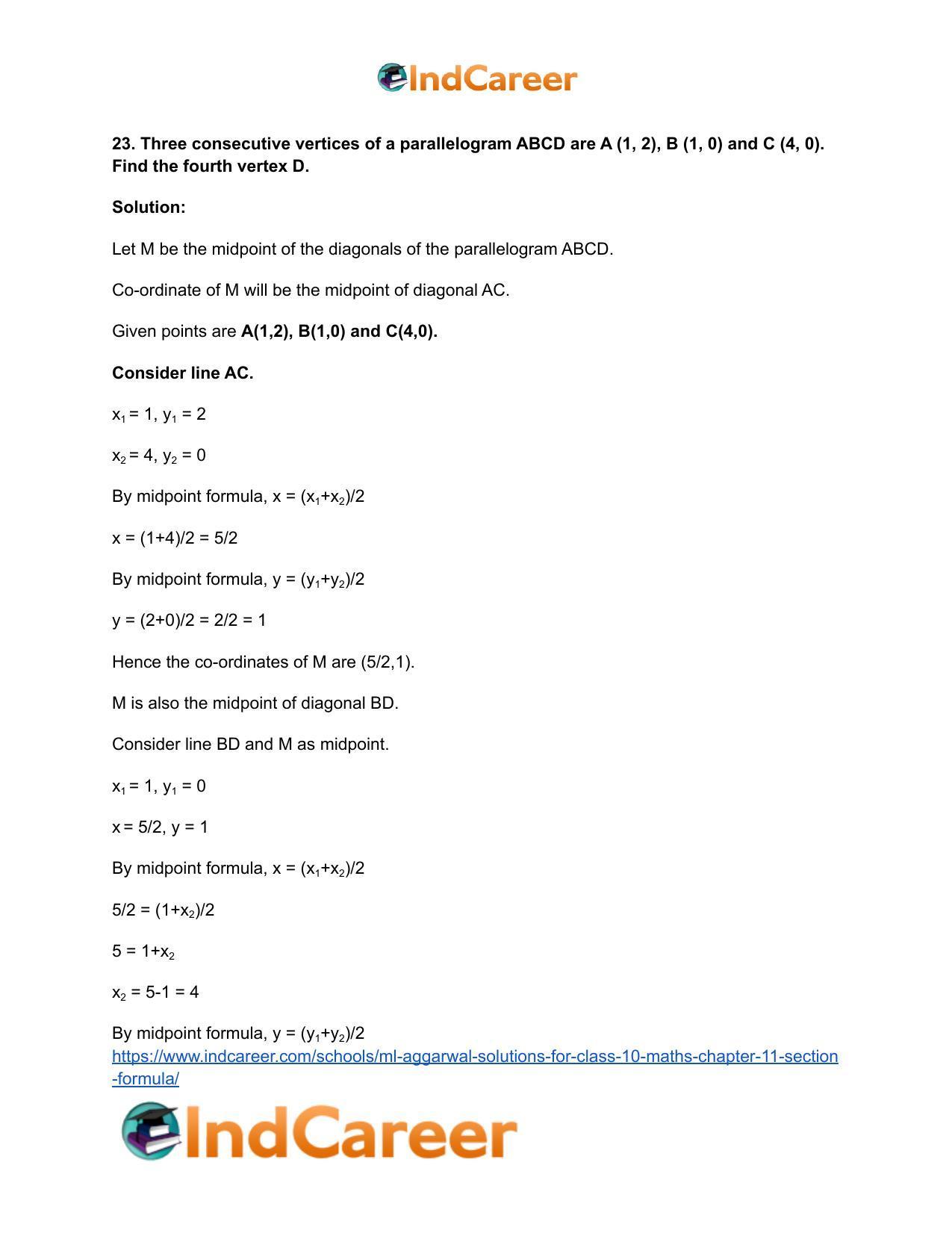 ML Aggarwal Solutions for Class 10 Maths Chapter 11- Section Formula - Page 32