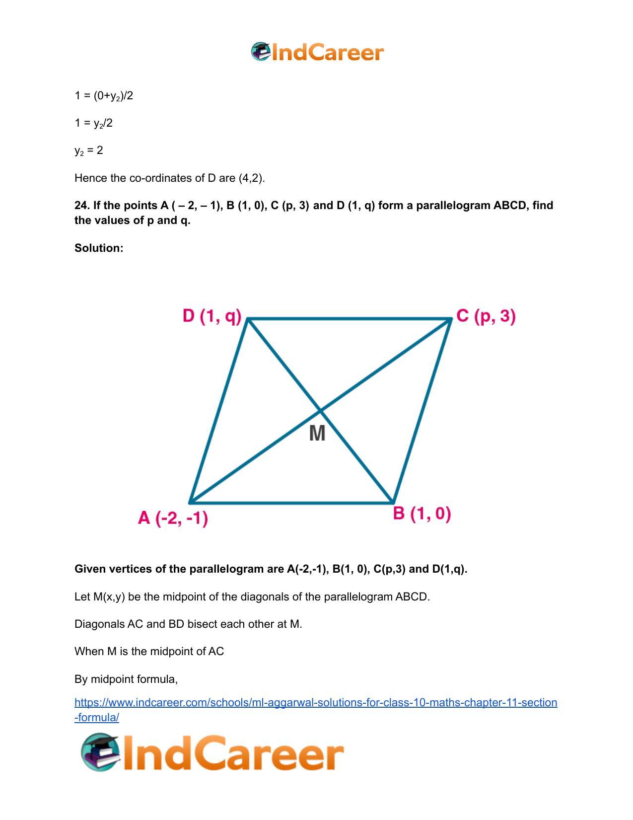 ML Aggarwal Solutions for Class 10 Maths Chapter 11- Section Formula - Page 33