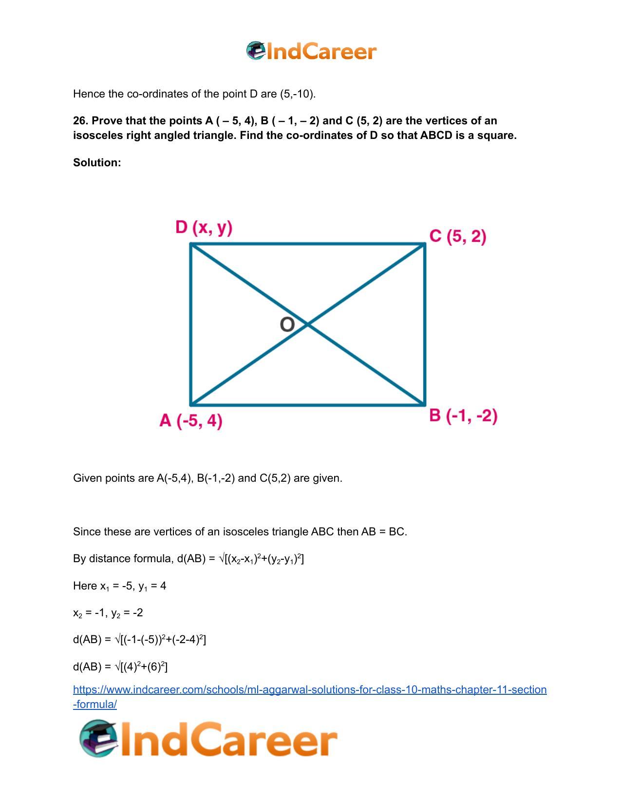 ML Aggarwal Solutions for Class 10 Maths Chapter 11- Section Formula - Page 36