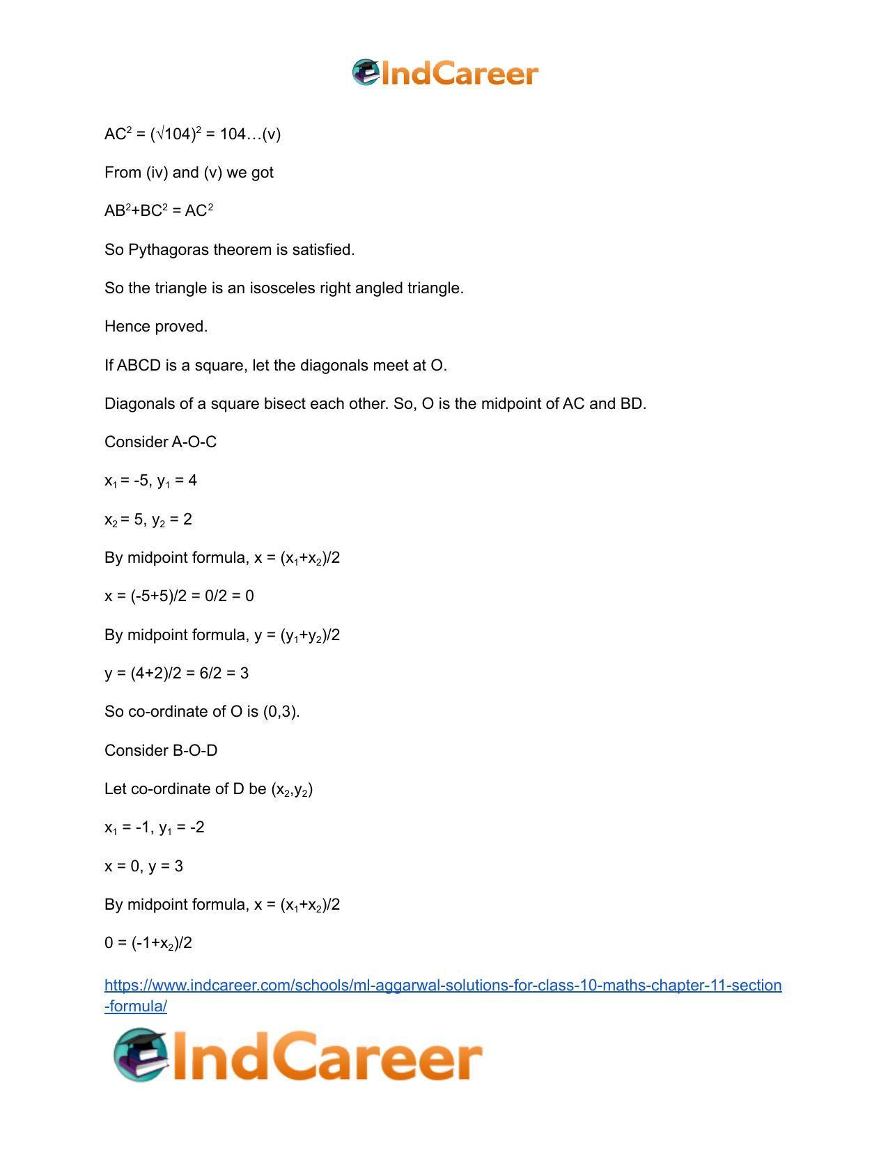 ML Aggarwal Solutions for Class 10 Maths Chapter 11- Section Formula - Page 38