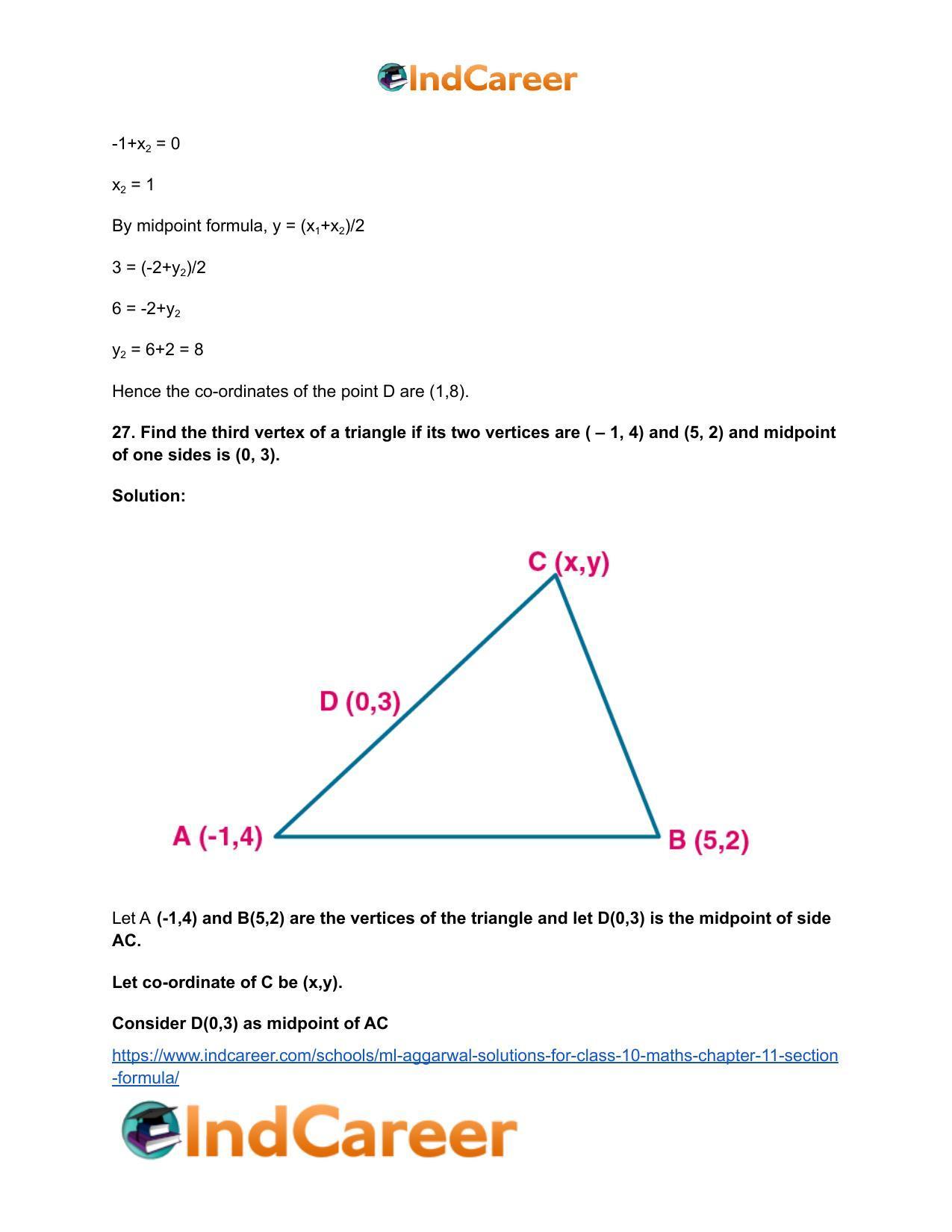 ML Aggarwal Solutions for Class 10 Maths Chapter 11- Section Formula - Page 39