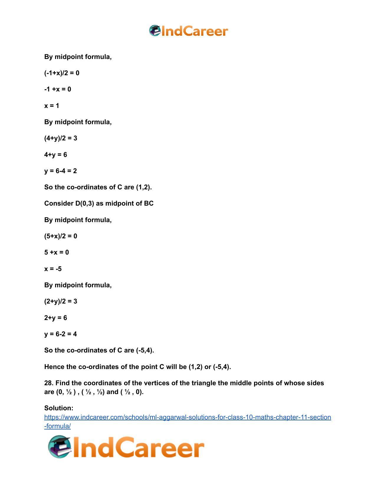 ML Aggarwal Solutions for Class 10 Maths Chapter 11- Section Formula - Page 40