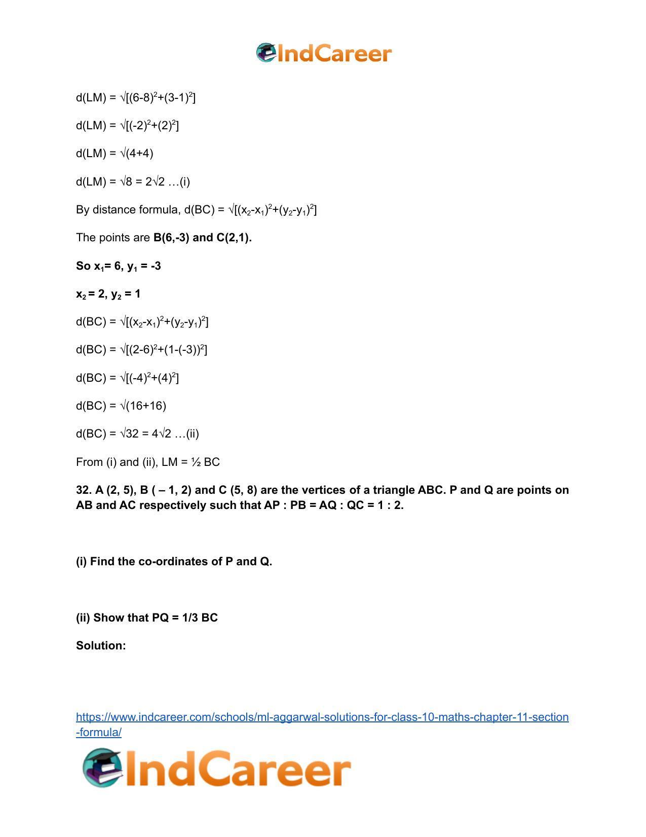 ML Aggarwal Solutions for Class 10 Maths Chapter 11- Section Formula - Page 46