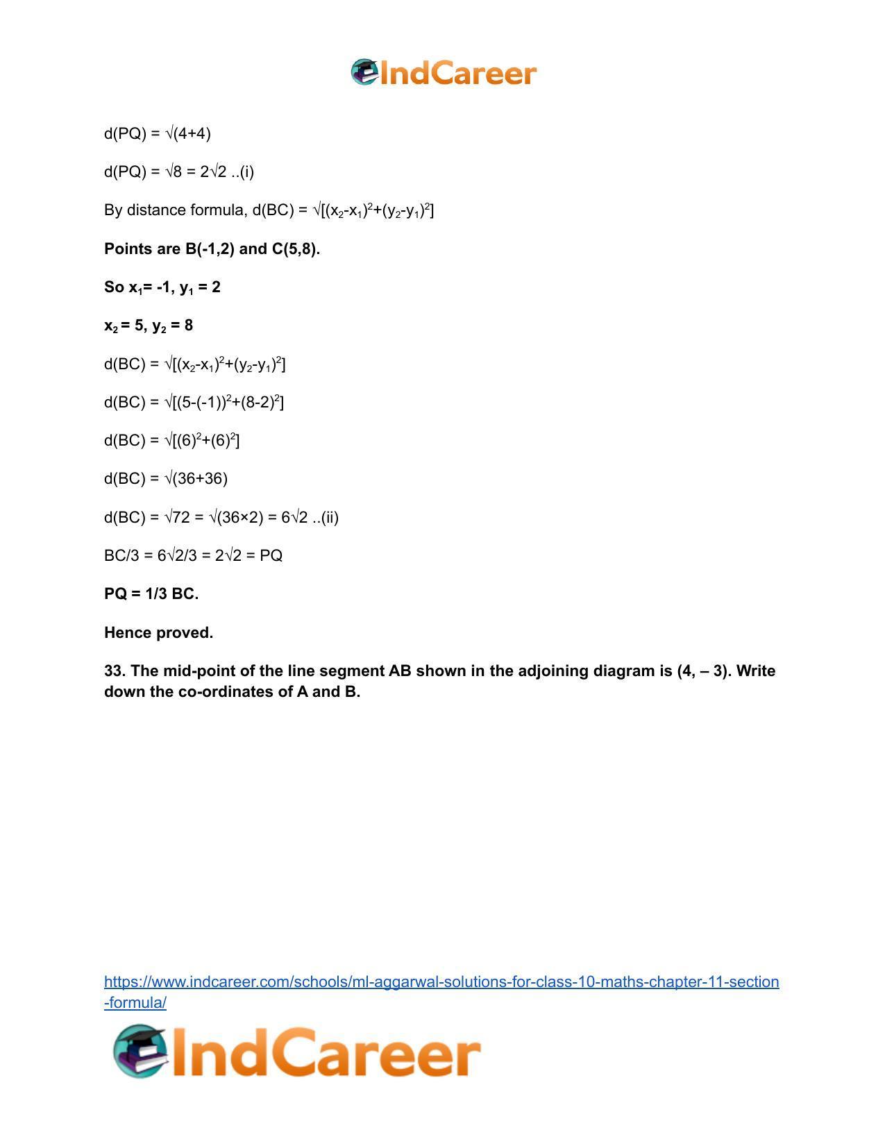 ML Aggarwal Solutions for Class 10 Maths Chapter 11- Section Formula - Page 49