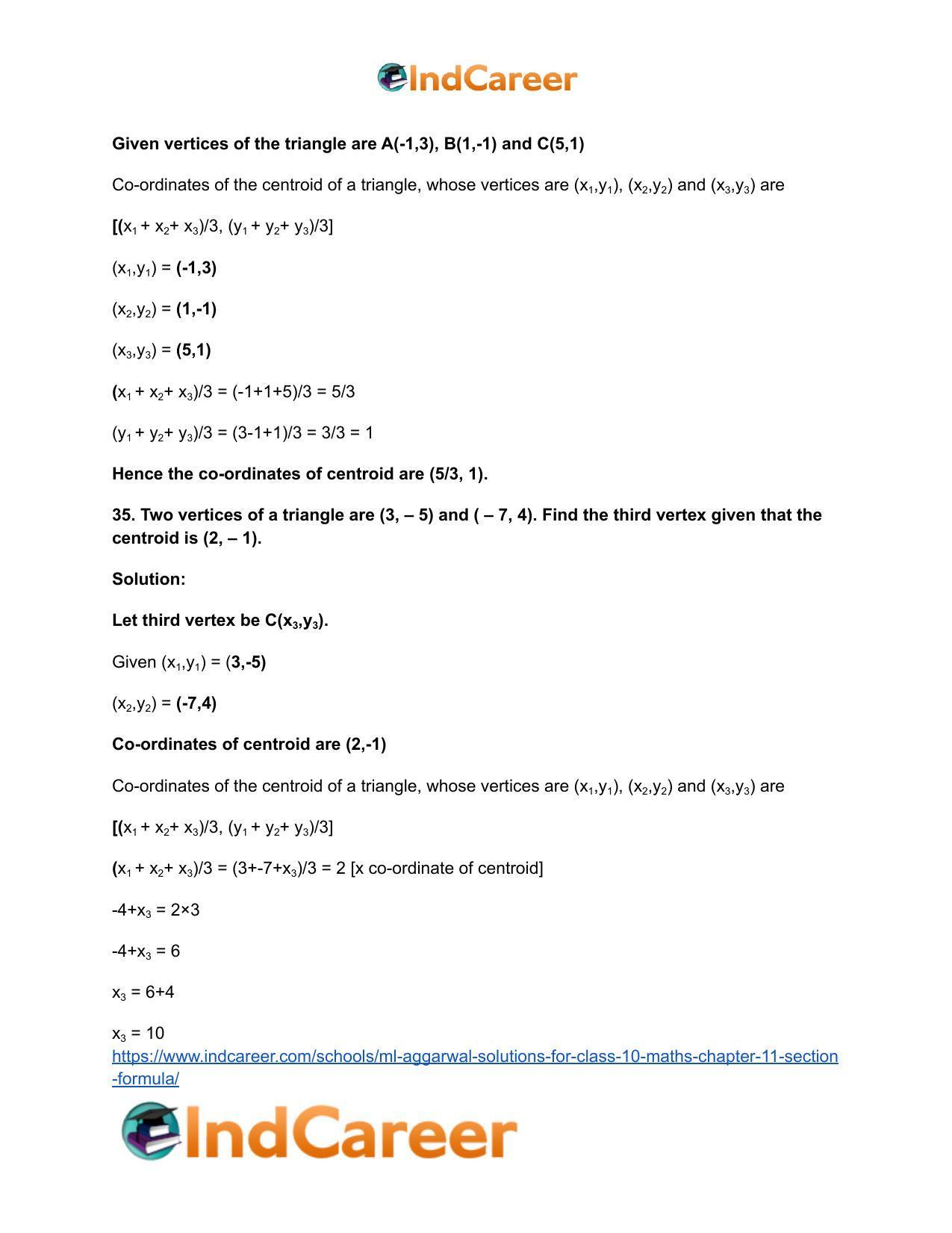 ML Aggarwal Solutions for Class 10 Maths Chapter 11- Section Formula - Page 51