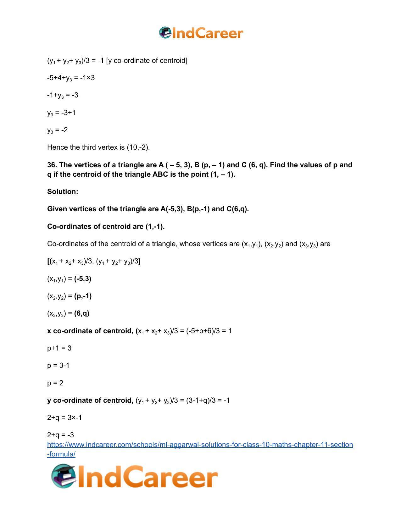 ML Aggarwal Solutions for Class 10 Maths Chapter 11- Section Formula - Page 52
