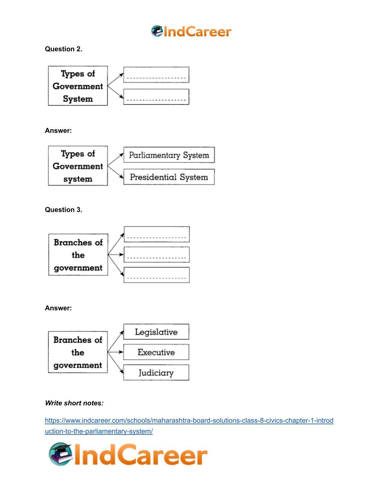 Maharashtra Board Solutions Class 8-Civics: Chapter 1- Introduction to the Parliamentary System - Page 9