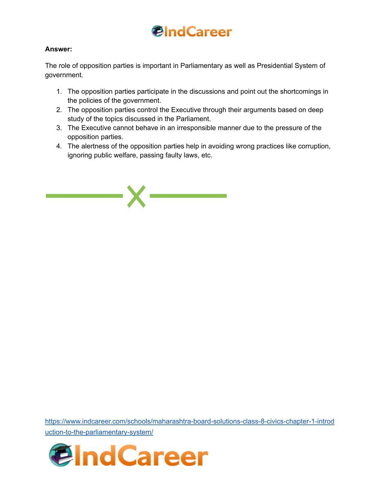 Maharashtra Board Solutions Class 8-Civics: Chapter 1- Introduction to the Parliamentary System - Page 13