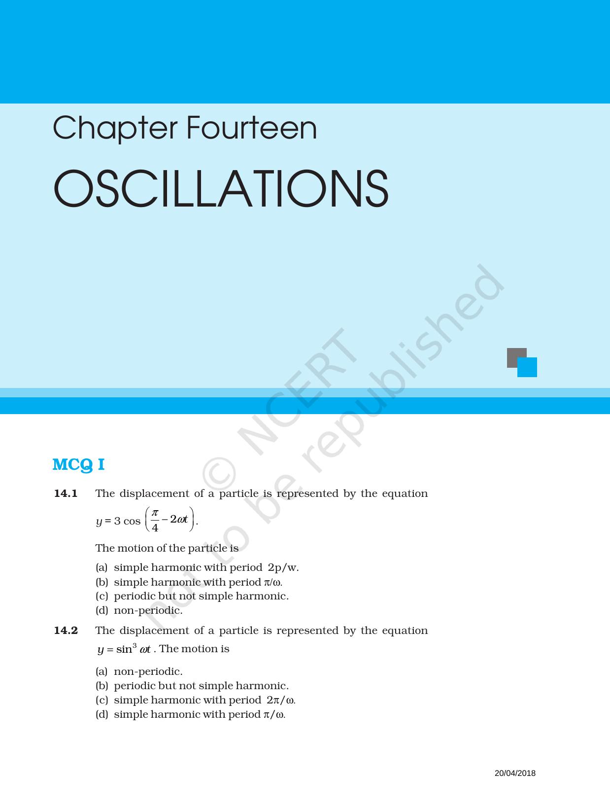 NCERT Exemplar Book for Class 11 Physics: Chapter 13 Oscillations - Page 1