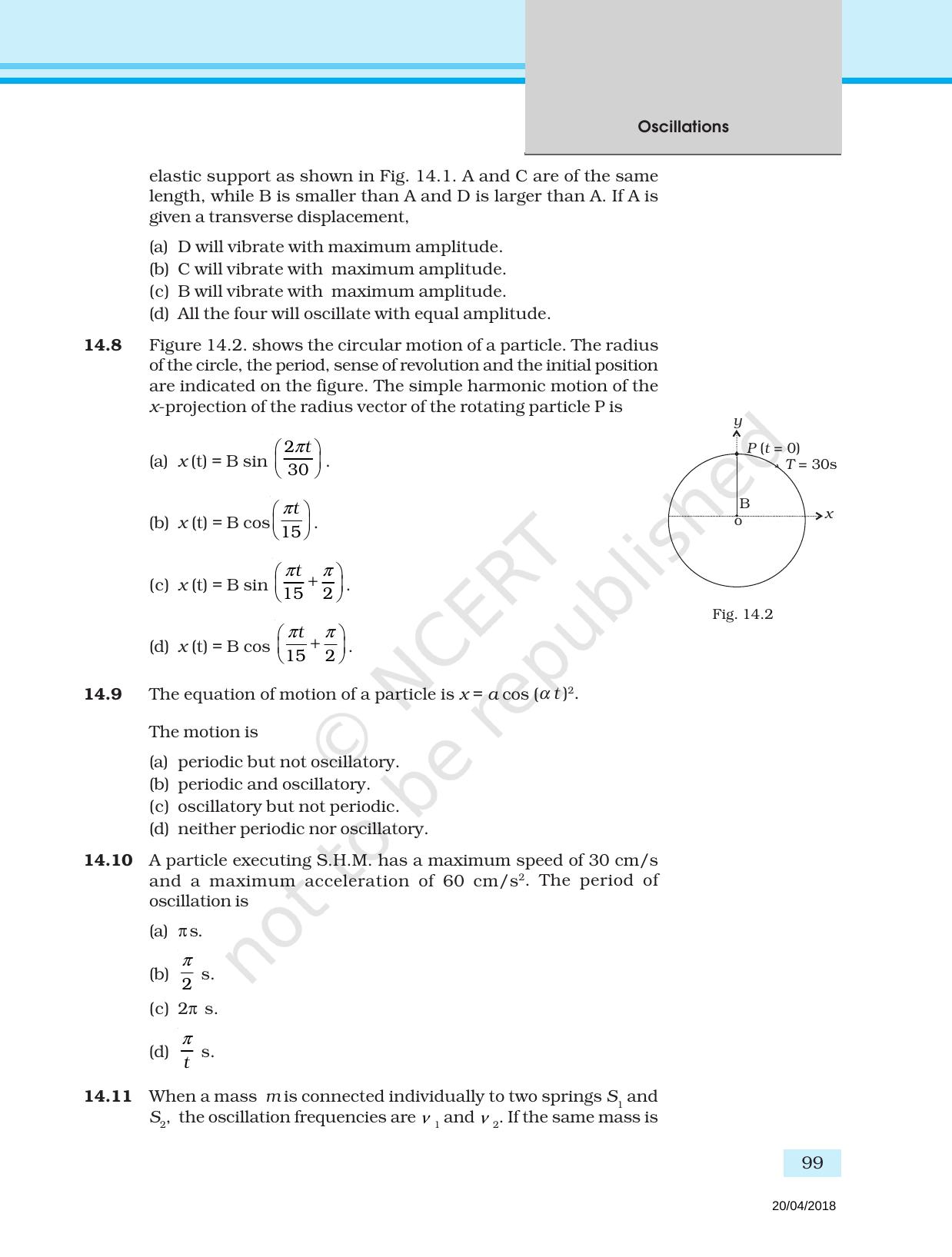 NCERT Exemplar Book for Class 11 Physics: Chapter 13 Oscillations - Page 3