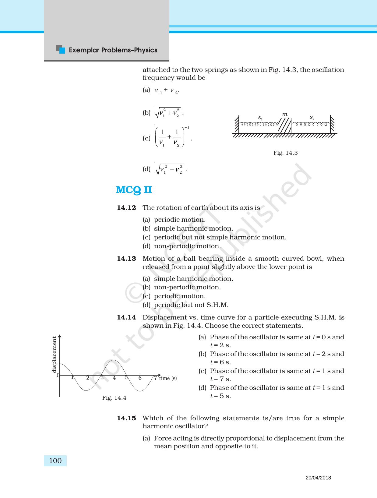 NCERT Exemplar Book for Class 11 Physics: Chapter 13 Oscillations - Page 4
