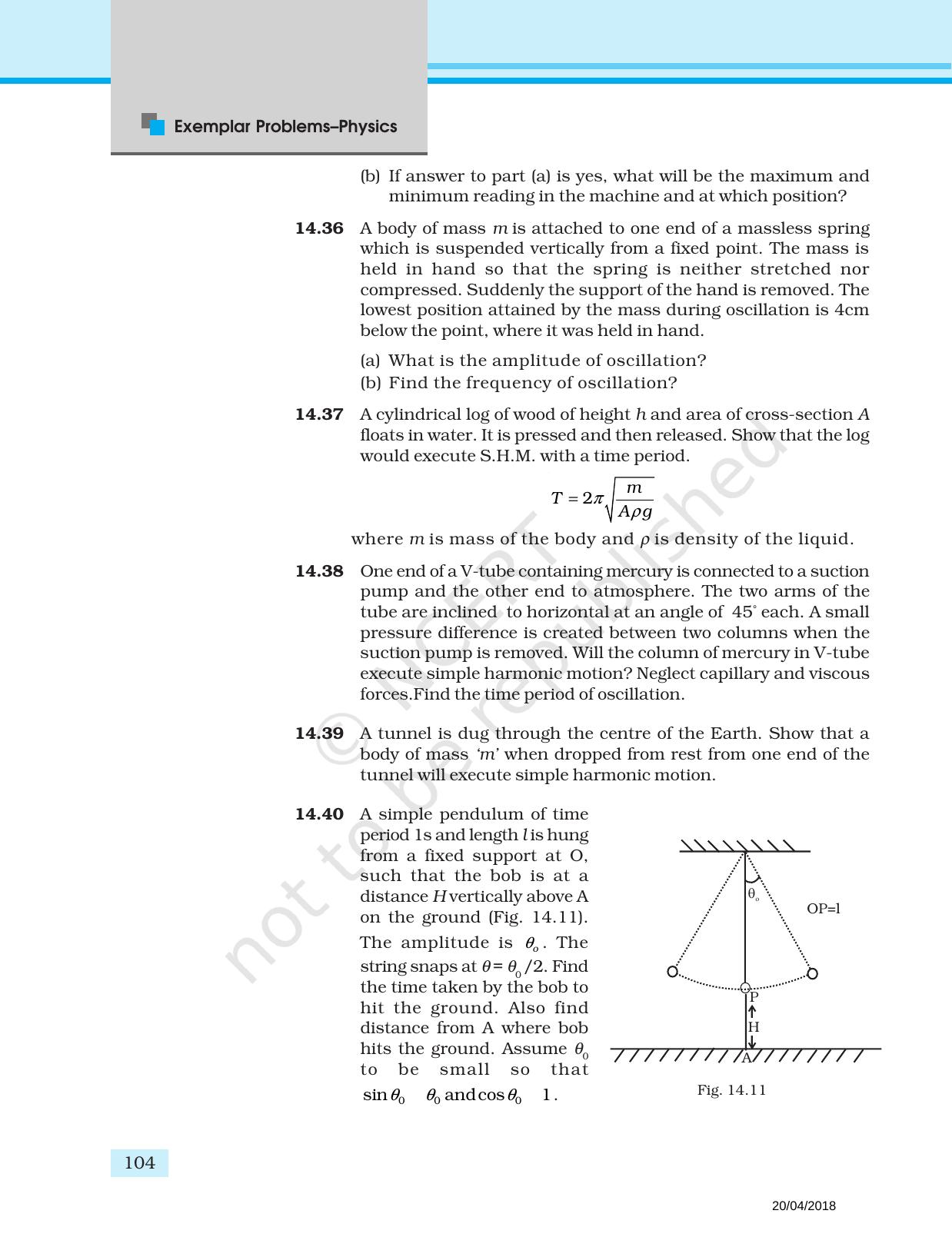 NCERT Exemplar Book for Class 11 Physics: Chapter 13 Oscillations - Page 8