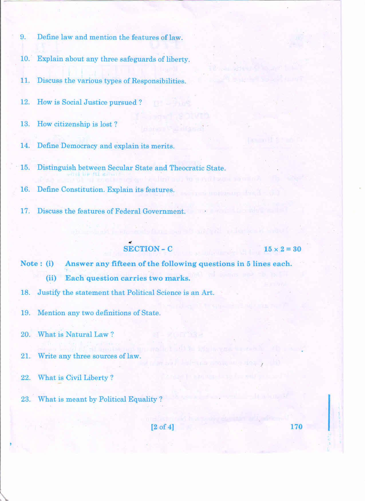 AP Inter 1st Year CIVICS-I (EM) March-2020-General Question Paper - Page 2
