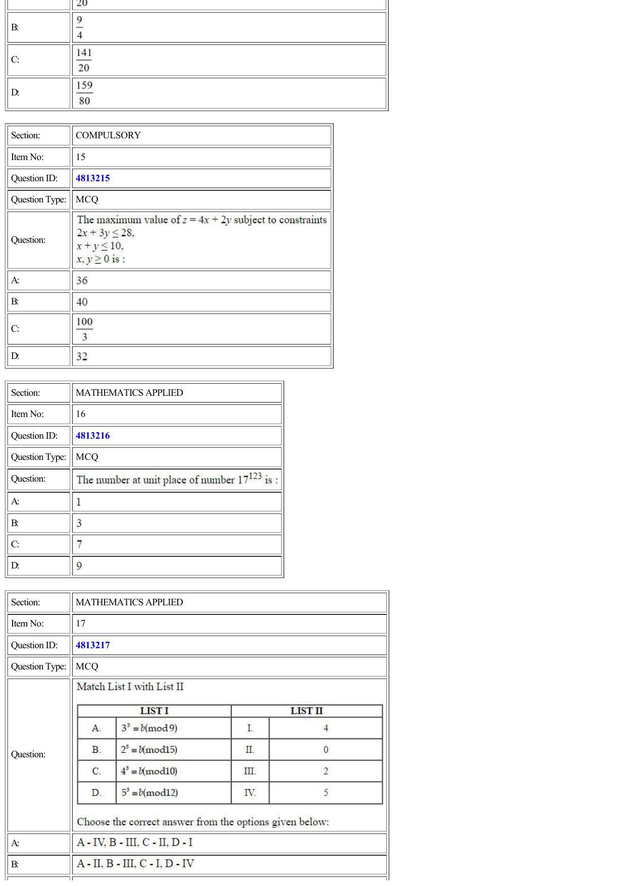 CUET 2022 Question Paper of Mathematics/ Applied Mathematics - Page 5