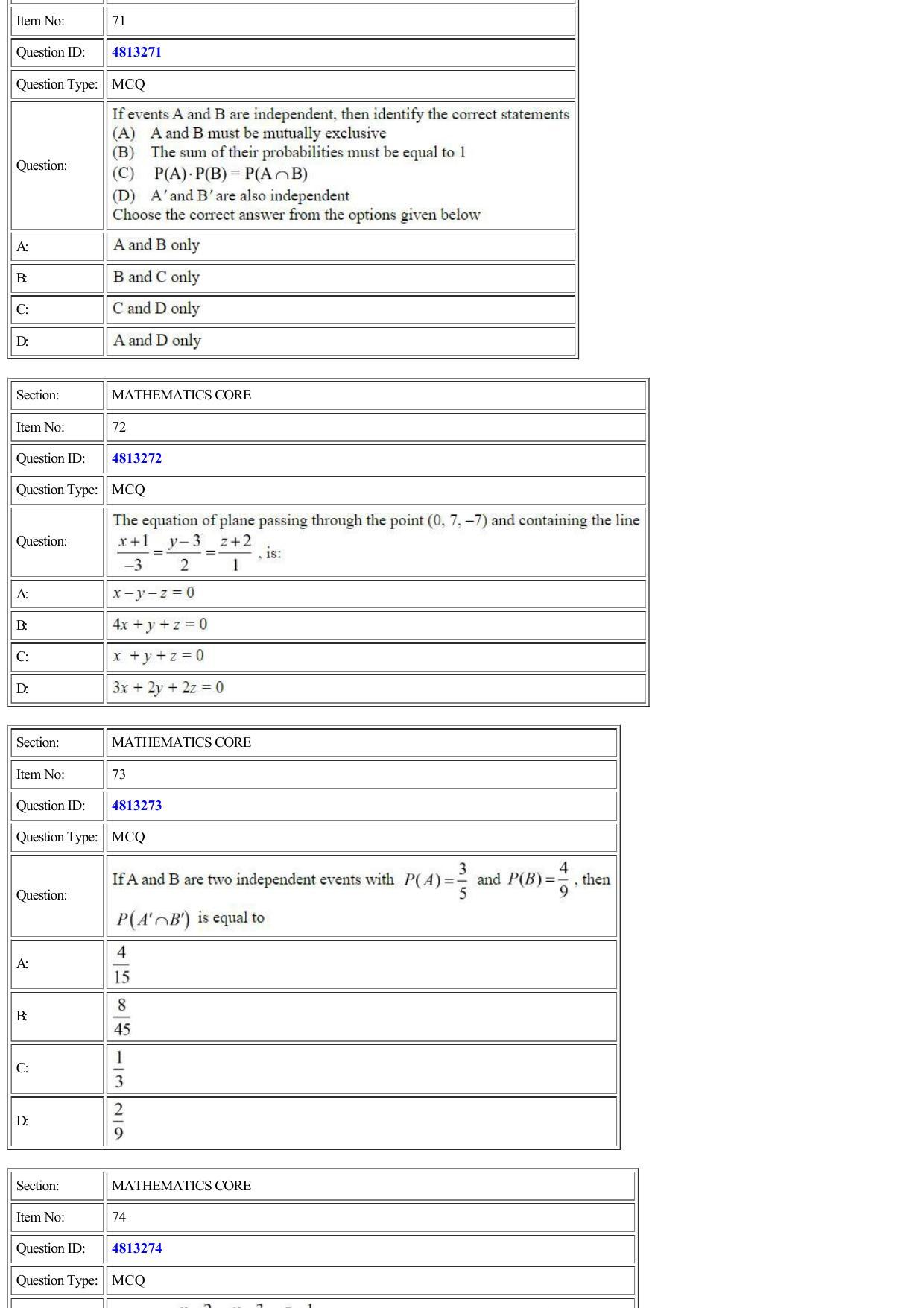 CUET 2022 Question Paper of Mathematics/ Applied Mathematics - Page 22