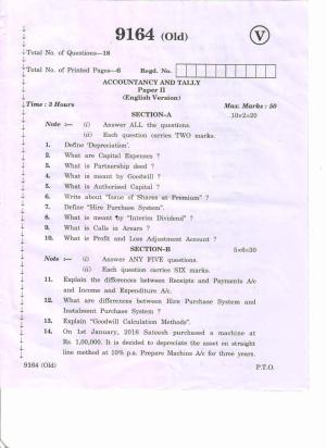AP Inter 2nd Year Accountancy Tally-II (old) March-2020-Vocational Question Paper