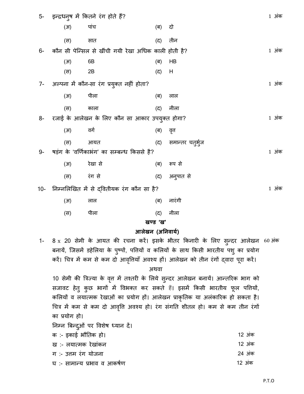 UP Board Class 12 Chittrakala (Alakhan) Model Papers 2024 - Page 2