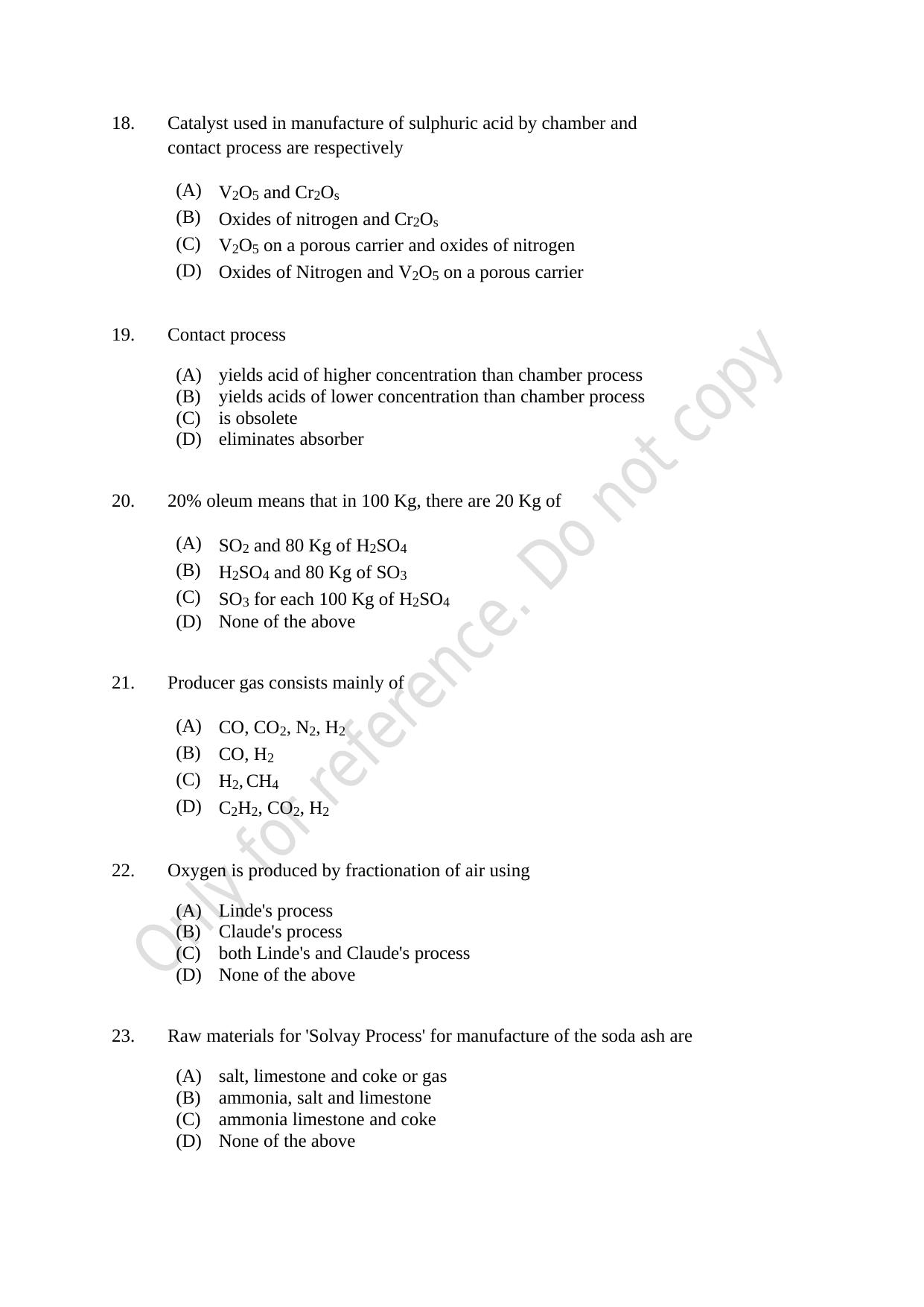 CUSAT CAT 2021 Chemical Engineering Question Paper - Page 4