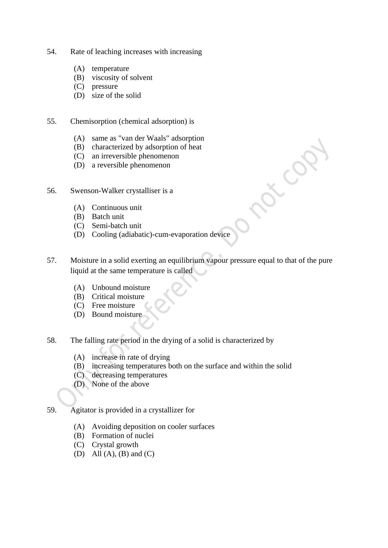 CUSAT CAT 2021 Chemical Engineering Question Paper - Page 10