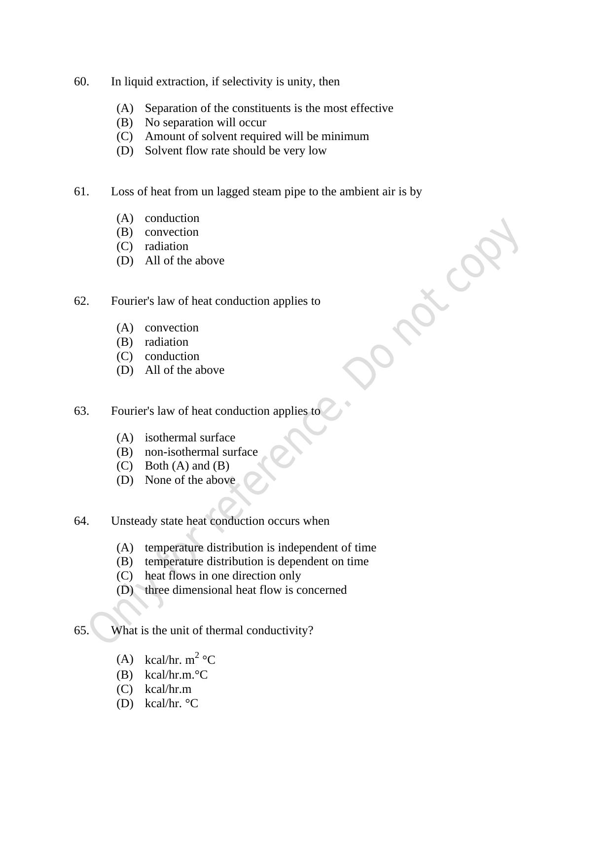 CUSAT CAT 2021 Chemical Engineering Question Paper - Page 11