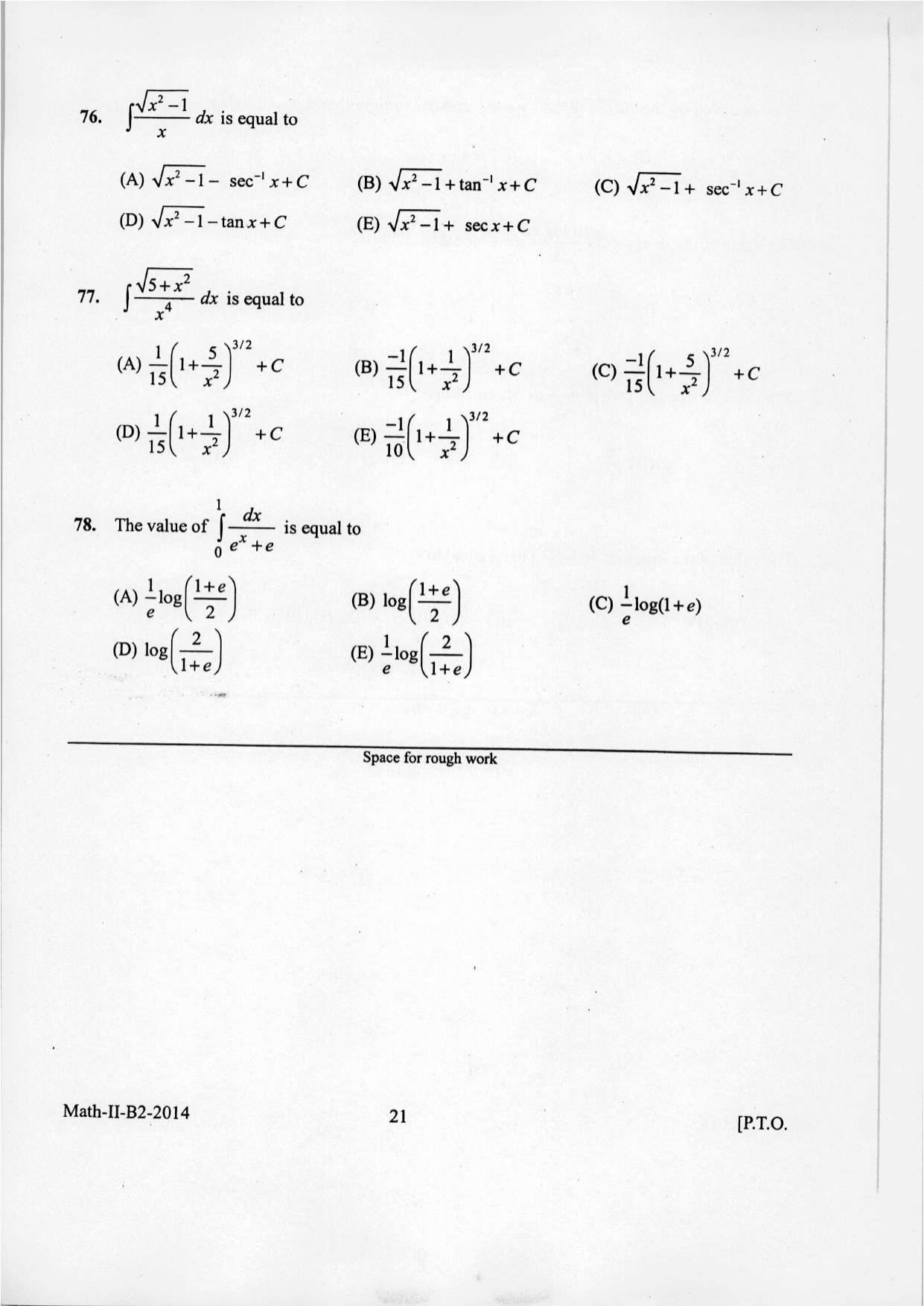 KEAM Paper II 2014 Question Paper - Page 21