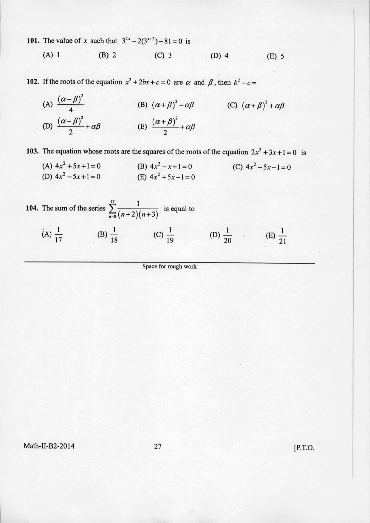 KEAM Paper II 2014 Question Paper - Page 27