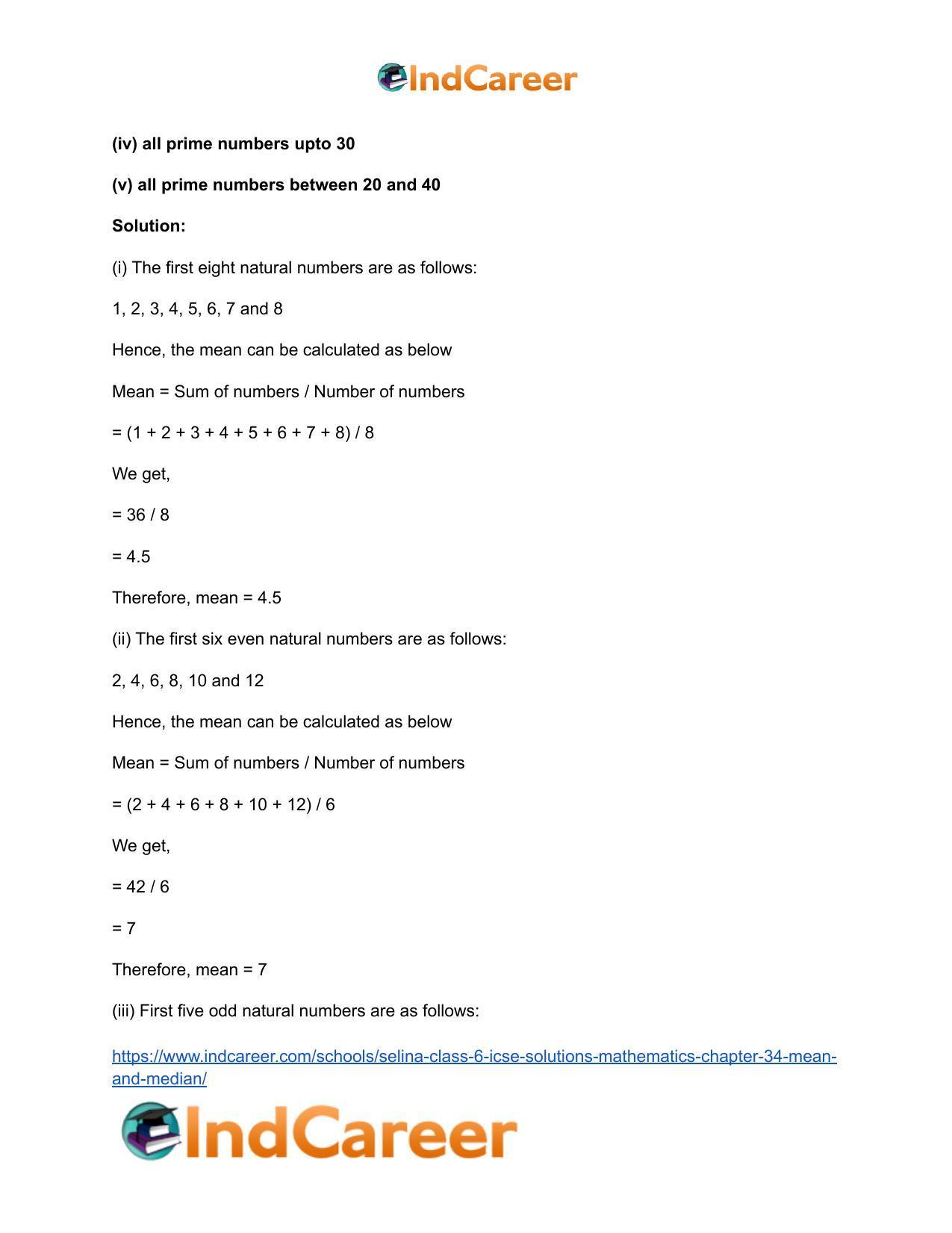 Selina Class 6 ICSE Solutions Mathematics : Chapter 34- Mean and Median - Page 5