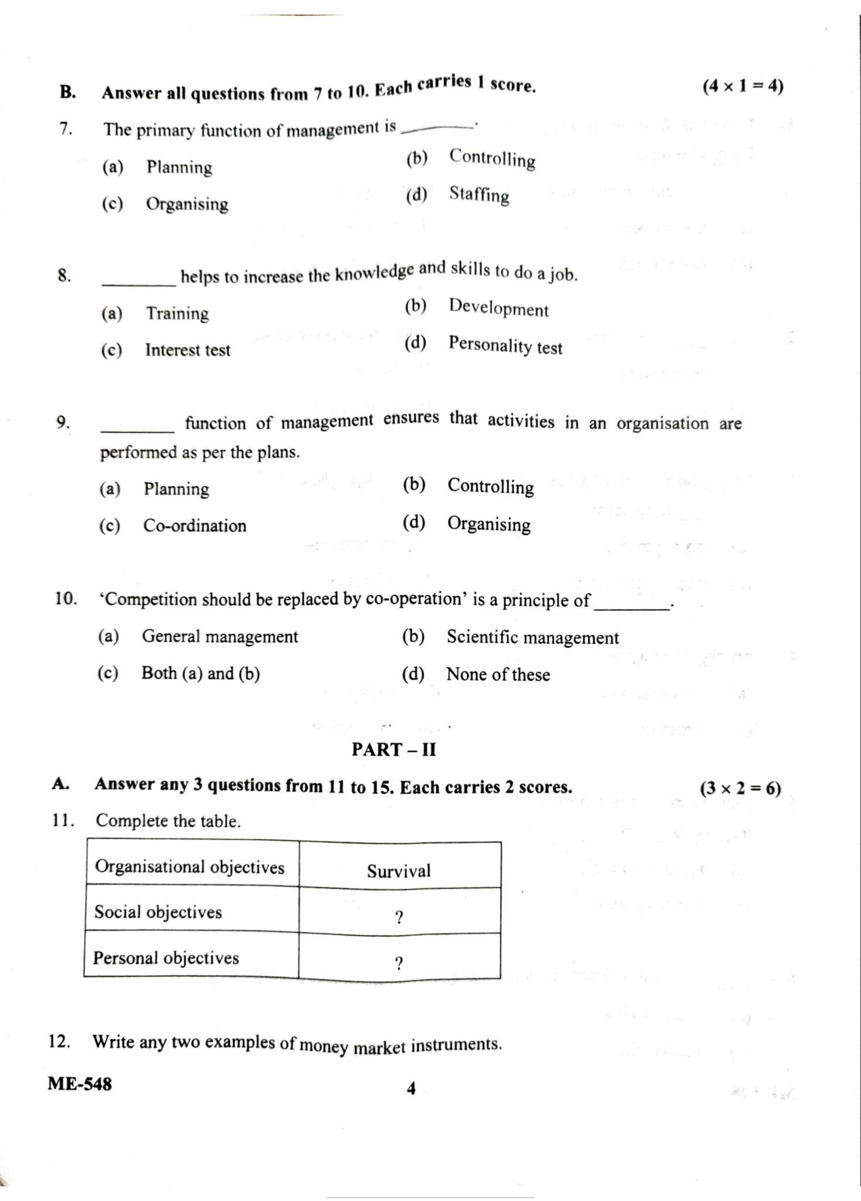 Kerala Plus Two 2022 Business Studies Model Question Paper - Page 4