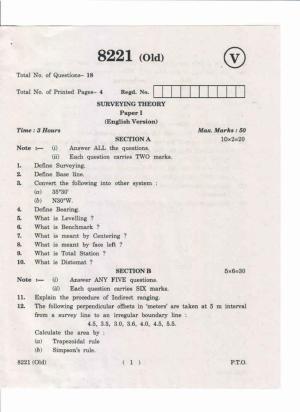 AP Inter 1st Year Surveying Theory-I (Old) May-2019-Vocational Question Paper