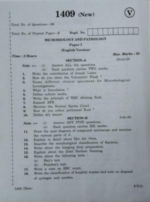 AP Inter 1st Year Microbiology Pathology-I March-2020-Vocational Question Paper