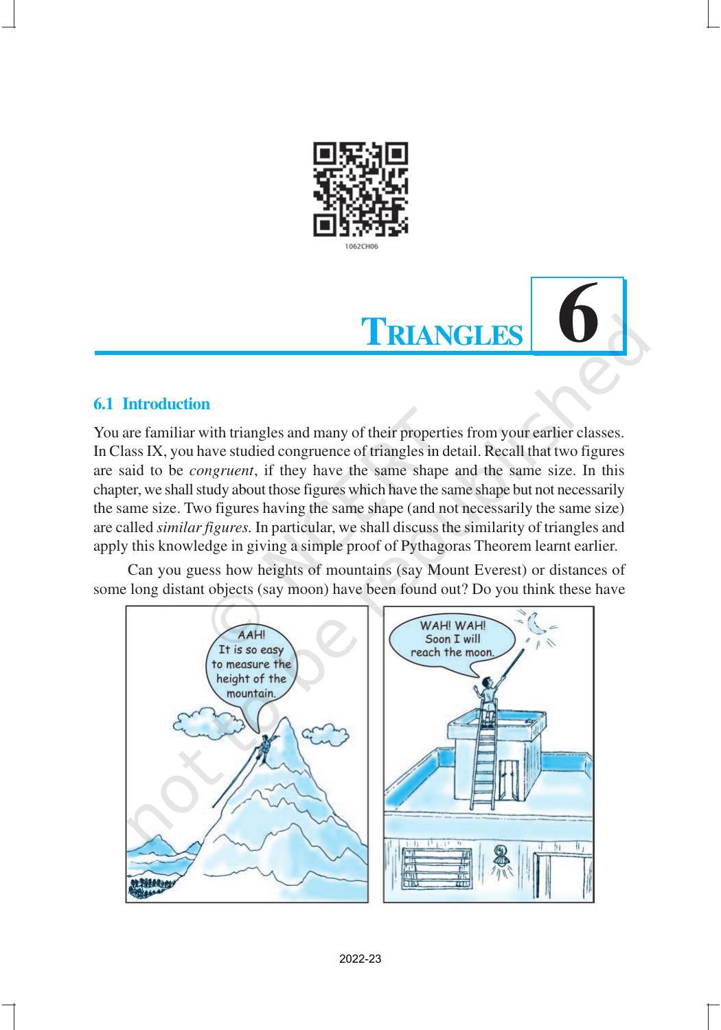 NCERT Book for Class 10 Maths Chapter 6 Triangles - Page 1