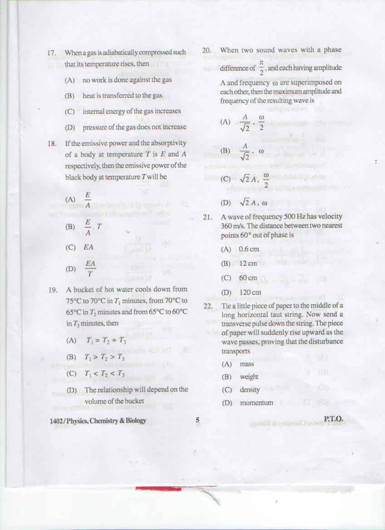 APJEE Physics, Chemistry & Biology 2014 Question Paper - Page 4