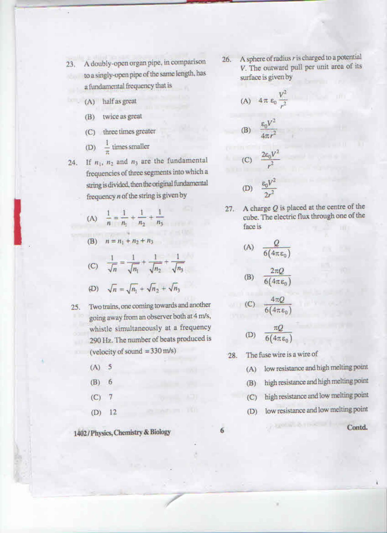 APJEE Physics, Chemistry & Biology 2014 Question Paper - Page 5