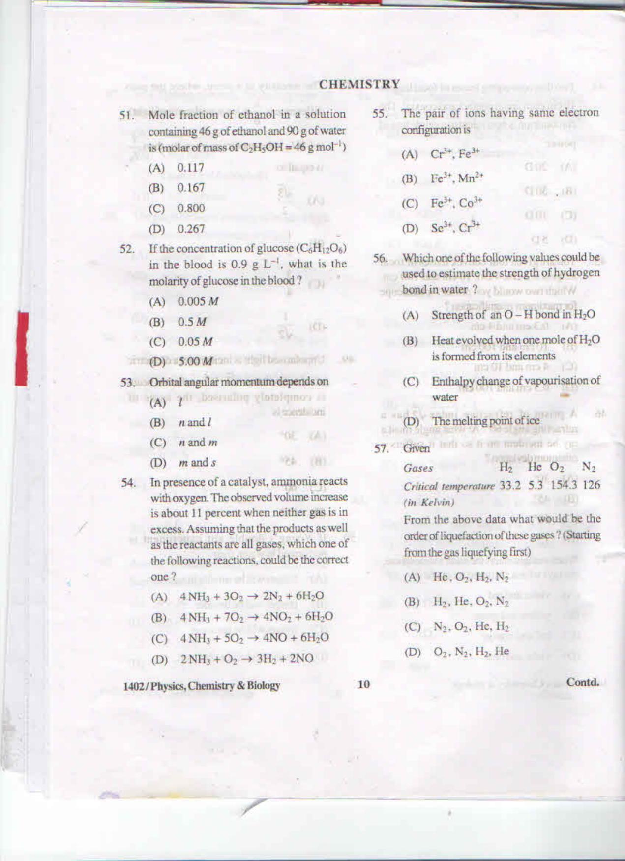 APJEE Physics, Chemistry & Biology 2014 Question Paper - Page 9