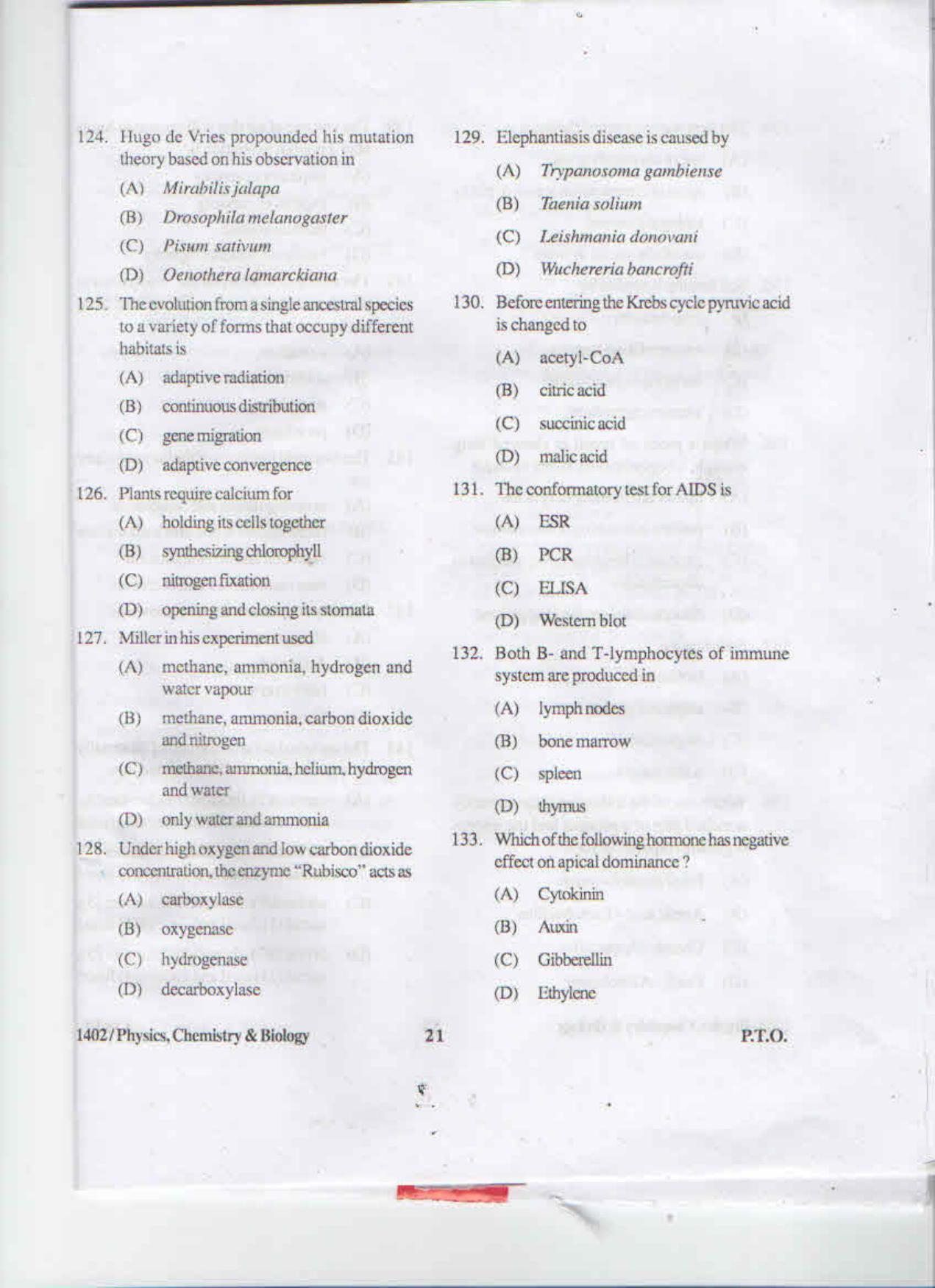 APJEE Physics, Chemistry & Biology 2014 Question Paper - Page 20