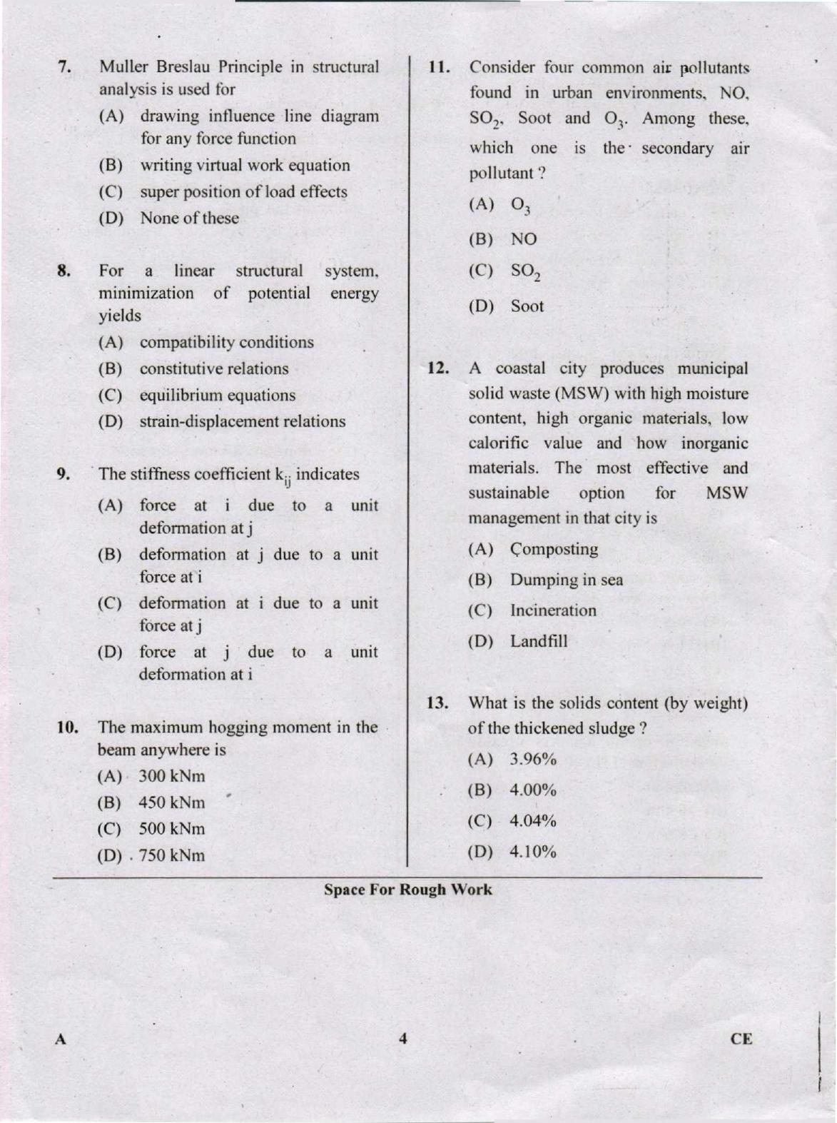Karnataka PGCET 2018 Civil Engineering Question Paper - Page 4