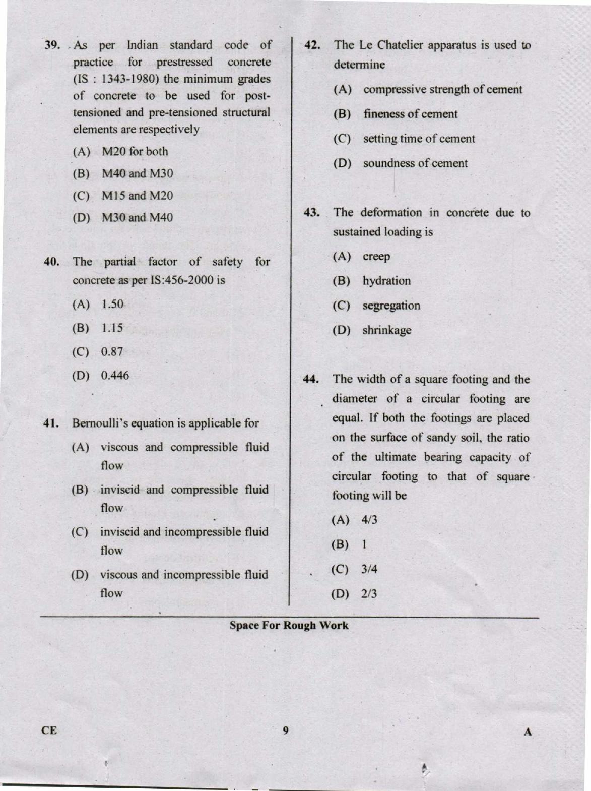 Karnataka PGCET 2018 Civil Engineering Question Paper - Page 9