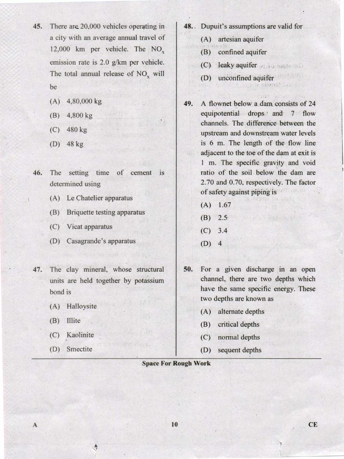 Karnataka PGCET 2018 Civil Engineering Question Paper - Page 10