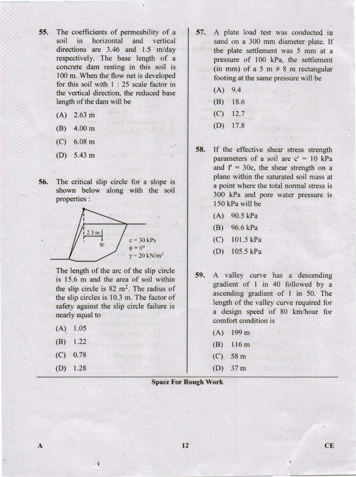 Karnataka PGCET 2018 Civil Engineering Question Paper - Page 12
