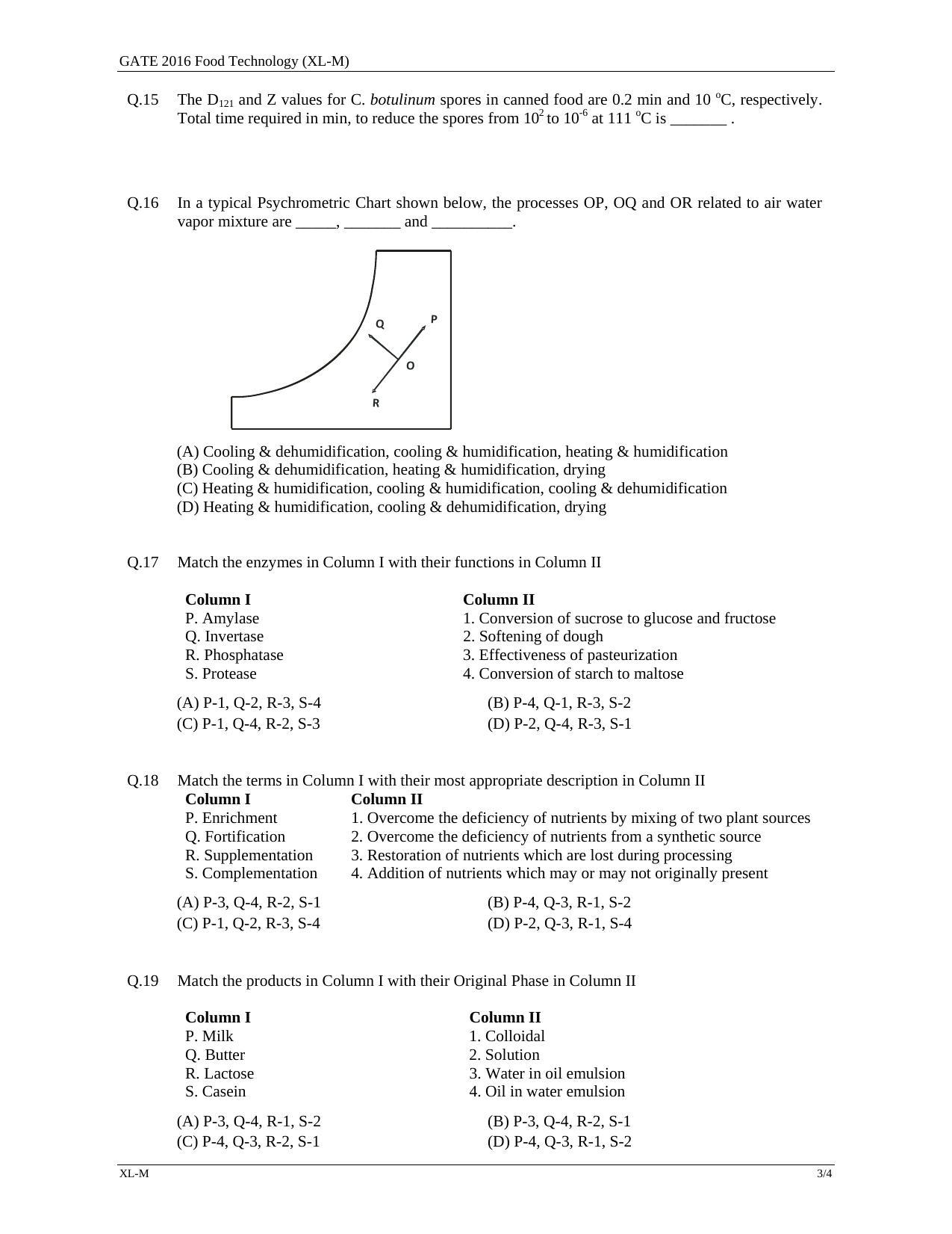 GATE 2016 Life Sciences (XL) Question Paper with Answer Key - Page 27