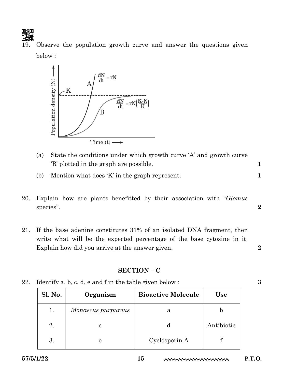 CBSE Class 12 57-5-1 Biology 2024 Question Paper - Page 15