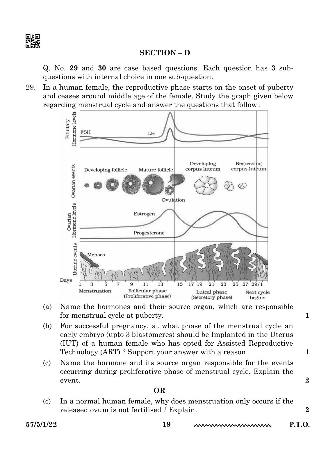 CBSE Class 12 57-5-1 Biology 2024 Question Paper - Page 19
